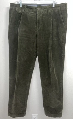 J.Crew 38X32 Green Olive Corduroy Pleated Front Stretch Cotton Pants Men - Image 1 of 4