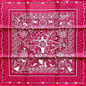 Hermes Carre 55 Peuple Du Vent People Of The Wind rosa seta con etichette scatola usato. - Foto 1 di 9