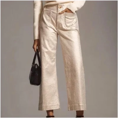 Pantalones Maeve Anthropologie The Colette Punto Metálico Pierna Ancha Talla 30P Brillantes Foto 1 de 4