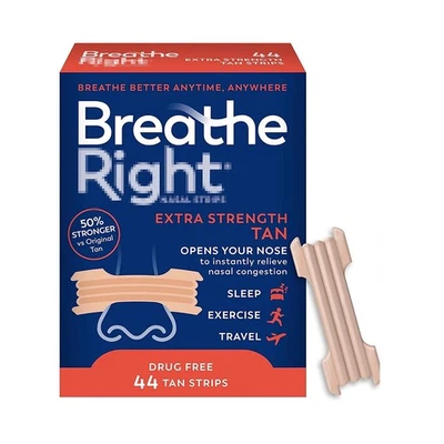 Breathe Right Nasal Strips, Extra Strength, Tan Nasal Strips, 44 strips - image 1 of 4