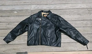 Harley Davidson Mens Leather Jacket Black Cafe Racer Size 50 Motorcycle - Picture 1 of 6