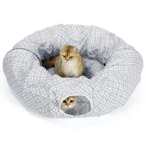 Cat Tunnel Bed, Cat Donut Tunnel, Peekaboo Cat Cave for Indoor Cats Kitty Kit... - Picture 1 of 7