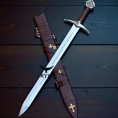 Hand Forged Knight Templar Sword Medieval Crusader Replica Cross Sword - Image 1 of 4