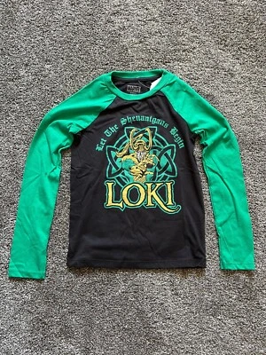 Marvel Comic Boy's LOKI Shirt - Green/Black Graphic Long Sleeve Shirt Size XS - Image 1 of 4