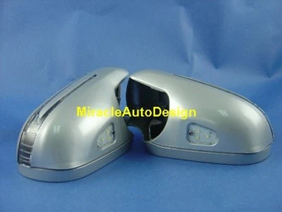 TWO ARROW LED SILVER DOOR MIRROR COVERS FOR 2003-2009 MERCEDES BENZ W209 CLK - Image 1 of 4