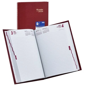 2026 Brownline CB389.RED Daily Planner Diary, Hard Cover, 8-1/4 x 5-3/4" - Picture 1 of 8