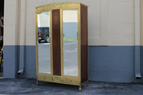 c1920's FRENCH ART DECO - LUXE - SOLID BRASS with PALISANDER ARMOIRE / WARDROBE Cover