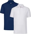 Polo Shirts Men's Plain Tee T Shirt Pack Of 2 Fruit of the Loom 65/35 S-5XL