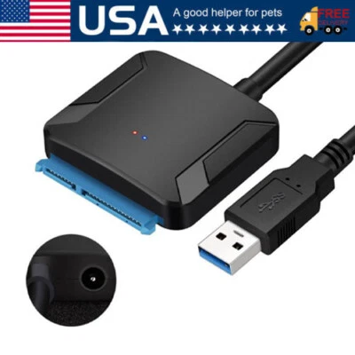 USB 3.0 to SATA External Hard Drive Reader 2.5" 3.5" HDD SSD Power Adapter Cable - Image 1 of 4