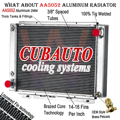 CU64TB 3Row Aluminum Radiator For 61-1966 Ford Thunderbird T-Bird 6.4L 7.0L V8 - Image 1 of 4