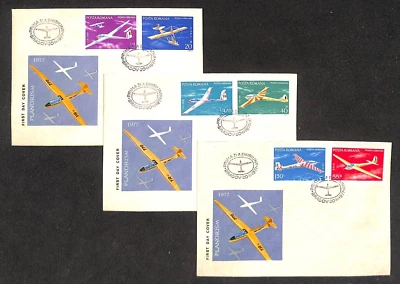BB002 Romania - 3 x FDC 1977 Aviation - Gliders - Image 1 of 4
