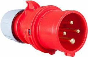 16A 3P+E 6H/380-415V INLINE 4 PIN STECKER STECKER ROT 3 INDUSTRIE PHASEN DELTA WIRING - Bild 1 von 2