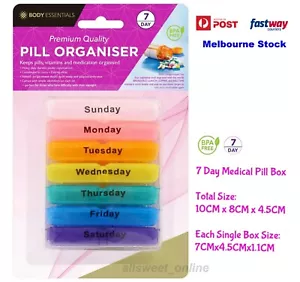 7 Day Medical Pill Case Storage Container Box Organizer Dispenser Weekly Design - Picture 1 of 4