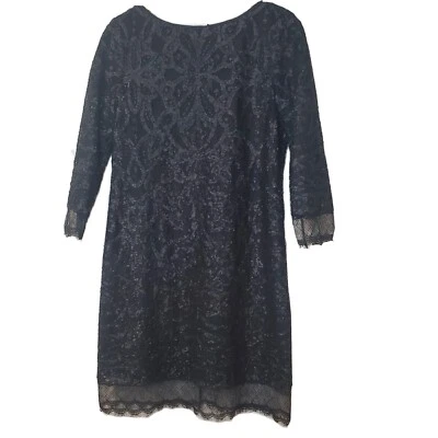 Vestido negro formal Elie Tahari con lentejuelas negras talla 6 Foto 1 de 4