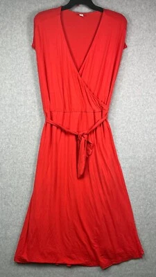 Maxi Vestido Azul Marino Antiguo Para Mujer 3X Rojo Cuello en V Envolvente Manga Gorra Verano Fluido Foto 1 de 4