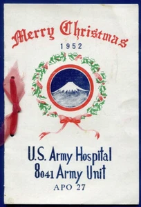 1952 US Army Hospital 8041 Army Unit APO 27 th Infantry Christmas Dinner Menu - Picture 1 of 4