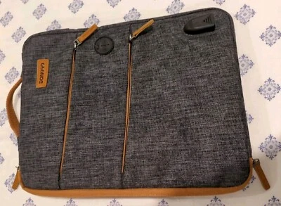 Domiso ipad Tablet Laptop Sleeve Gray & Tan Gently Used size 11x9 - Image 1 of 4