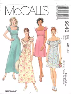 McCall's Schnittmuster 9340 Misses Empire Taille Kleid in zwei Längen Größe 4-6-8 - Bild 1 von 2