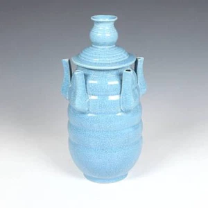 CHINESISCHE BLAUE EIERSCHALE NANYANG PORZELLANVASE KNISTERN GLASIERTE KERAMIK PORZELLAN - Bild 1 von 7