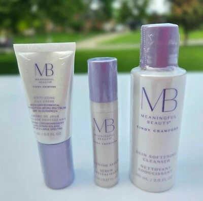 Lot of 3 ~ Meaningful Beauty ~ Day Creme .5 oz ~ Serum .27 oz ~ Cleanser  2 oz - Image 1 of 4