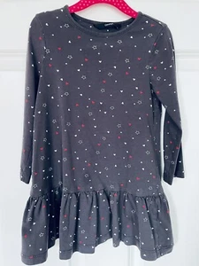 George Girl Long Sleeves Soft Cotton Charcoal Grey Dress 3-4 Years - Picture 1 of 5