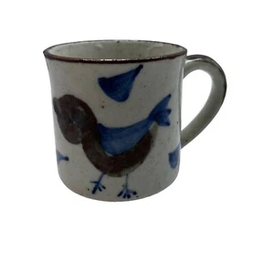 Studio Art Pottery Stoneware Bird Mug Cup Handmade Hand Painted Blue, Brown - Bild 1 von 4