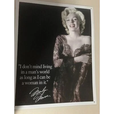 Marilyn Monroe DE sign #1492 metal sign wall decor “living in a Man's World” EUC - Image 1 of 4