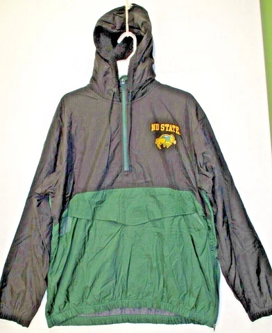 ND State University Bison Men's Large Windbreaker Raincoat Kangaroo Pocket Cover