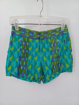 HALE BOB Multi-Color Silk Blend Blue Green Geo Print Shorts Size XS - Image 1 of 4