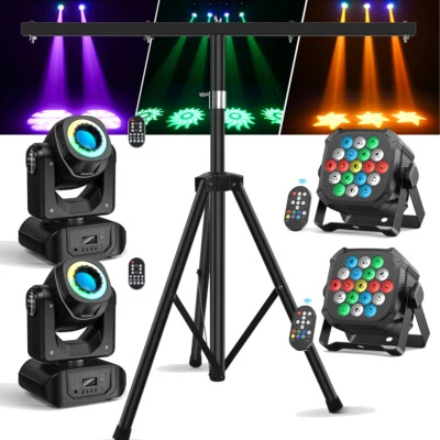 2pcs 150W Moving Head Lights LED Par Effect Xmas Stage Lighting DMX With Stand - Image 1 of 4