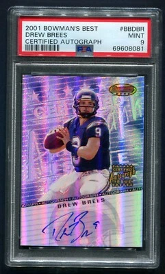 2001 Bowman's Best Drew Brees RC Certified AUTO Issue PSA 9 MINT - Image 1 of 2