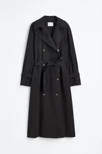 BNWT: Double-breasted trenchcoat from H&M:Colour: BLACK: Size: Large - Picture 1 of 7