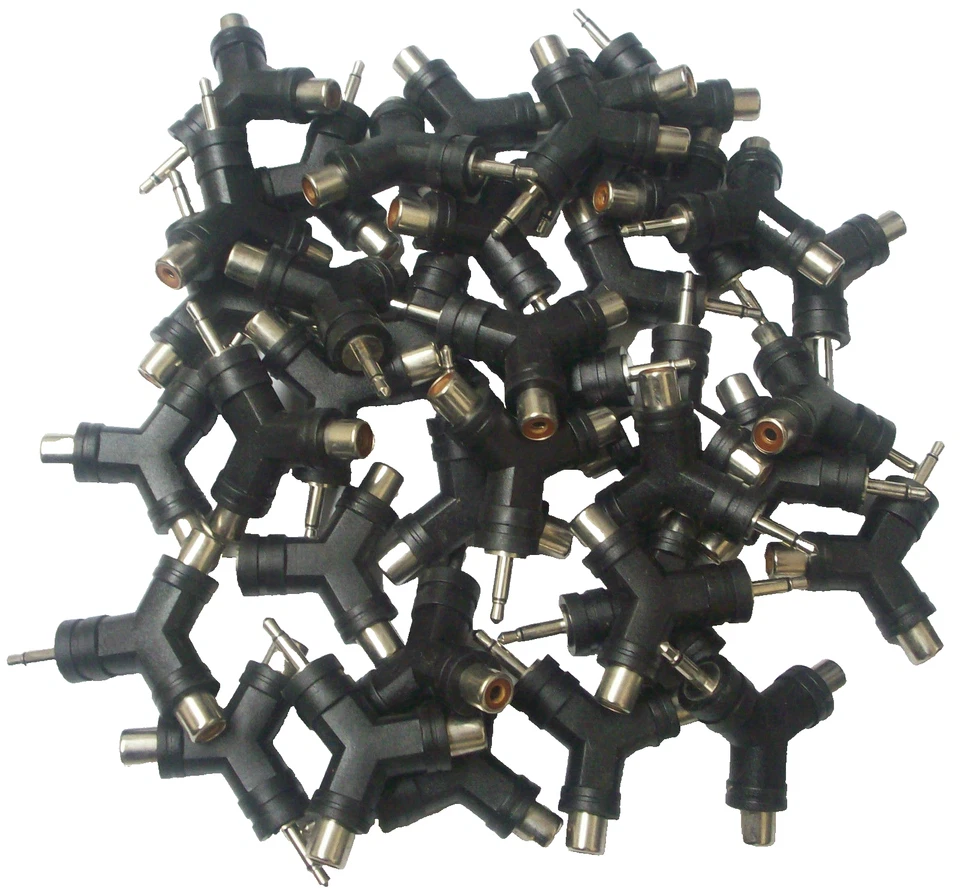 10 Pack Belkin Audio Video 3.5mm Mono Plug To 2 RCA Jacks Splitter Connectors - Image 1 of 1