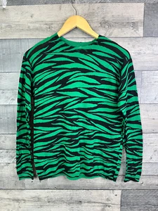 Whistles Womens Jumper UK 10 Green Tiger Stripe Fine Knit Animal Print Pullover - Picture 1 of 9