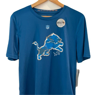 DETROIT LIONS Dri-Tek Reflective T-shirt Youth XL NFL Team Apparel New - Image 1 of 4