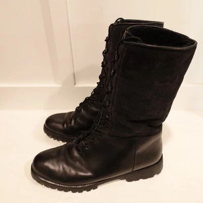 Bota Salvatore Ferragamo Sport 10B Cuero Negro Polar Aislado Combate DU24670 Foto 1 de 4