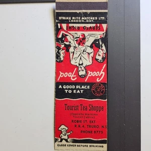 Tourist Tea Shoppe Truro NS Vintage 1950s Red Black Matchbook - Picture 1 of 3