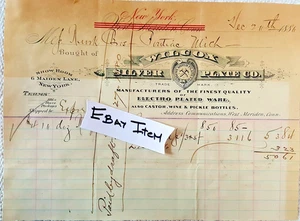 1881  New York Billhead Wilcox Silver Plate Co Castor Wine bottles - Picture 1 of 1