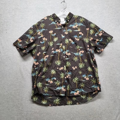 Old Navy Men Button Up Shirt XXL Black Floral Hawaiian Shirt Short Sleeve - Image 1 of 4