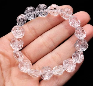 23.5g Natural White Quartz Gemstone Crystal Beads Bracelet AAA - Picture 1 of 6