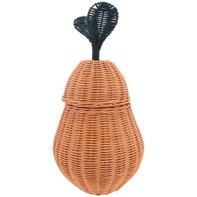  Cestino Vimini Con Coperchio Decorativo Organizzatore Del Portaoggetti - Immagine 1 di 4