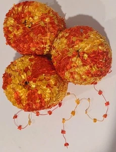 Ice Trellis Ladder Ribbon Yarn Lot of 3 Rolls Bright Yellow and Orange - Picture 1 of 2