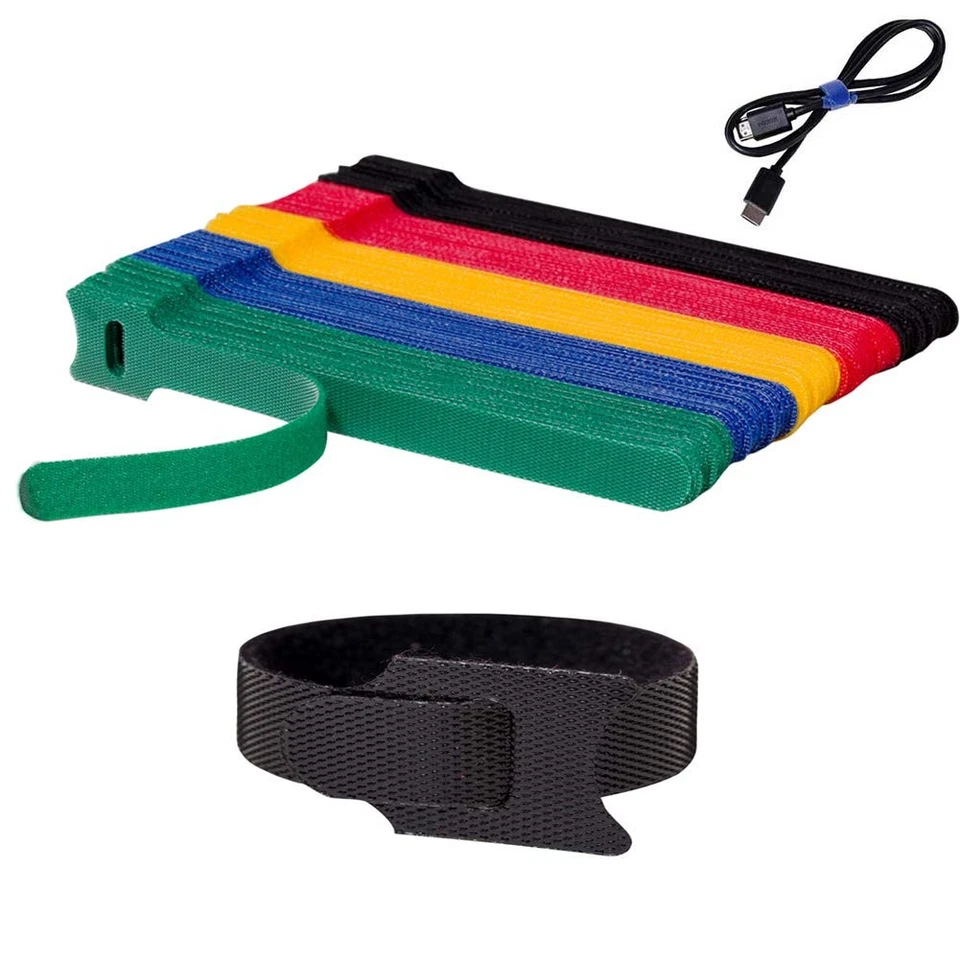 BALABALA 100 Pcs Reusable Fastening Cable Ties Microfiber Cloth 6 Inch Hook