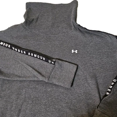 Under Armour Loose Fleece XL ALL OVER SLEEVE LOGO Turtleneck Sweater Sweatshirt - Image 1 of 4