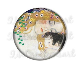 Gustav Klimt Mother and Child Handmade Mirror, Magnet or Pinback 2.25" - Picture 1 of 4
