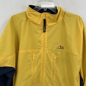 LL Bean Outdoors Vintage Lined Windbreaker Jacket Tall Large Yellow Blue Spots - Picture 1 of 13