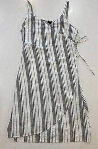 A.N.A Women’s XL White And Black Striped Cotton Wrap Dress Thin Beach Summer - Picture 1 of 9