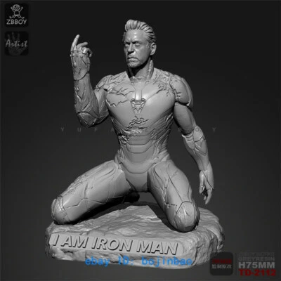 1/24 75mm Iron Man Tony Stark Figure Unpainted Model Kits Unassembled Garage Kit - Image 1 of 4