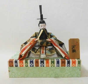 #01 Muñeca Gofun Japonesa Vintage SAMURAI 22 cm / TENJIN-SAMA Dios con Espada y Base - Imagen 1 de 9
