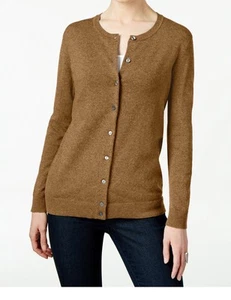 NEW! Karen Scott Cardigan Crew Neckline Suede Size L - Picture 1 of 5